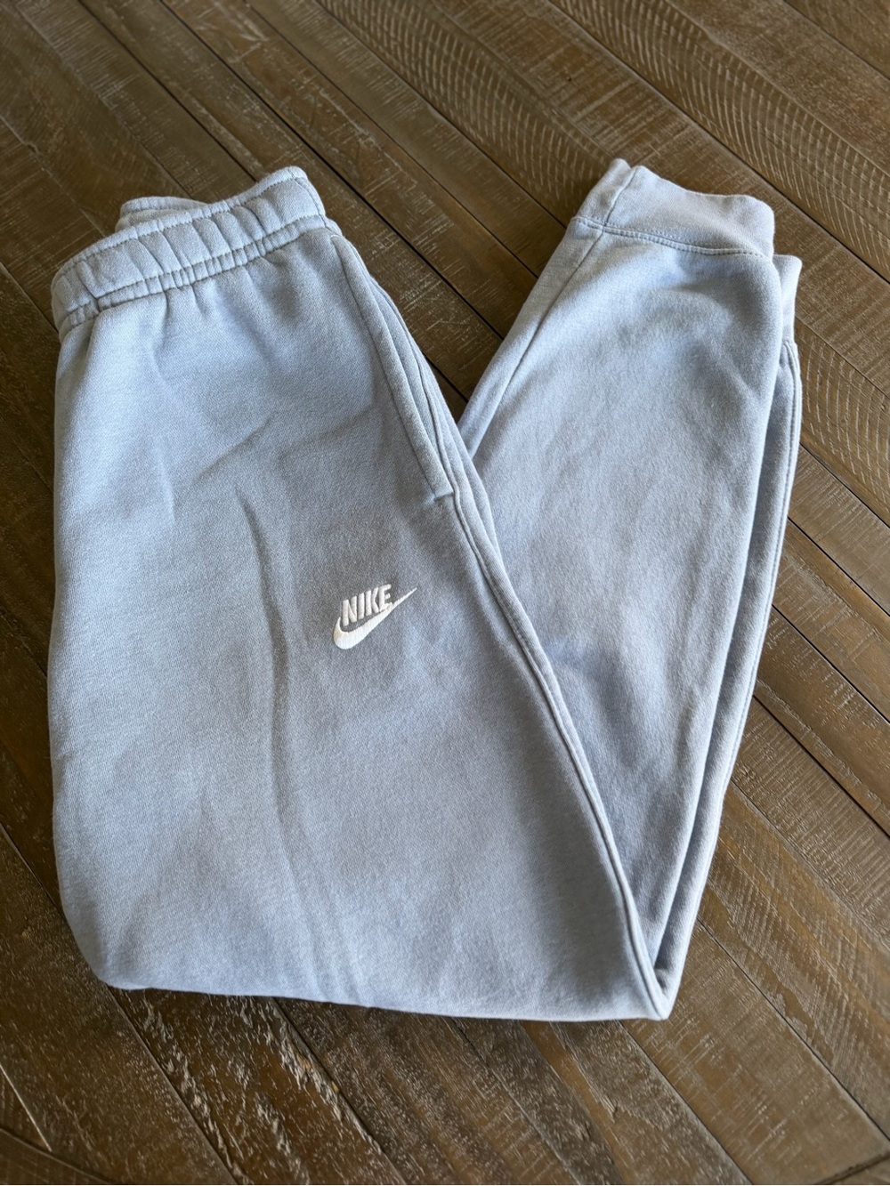Nike Light Blue Fleece Joggers with White Logo